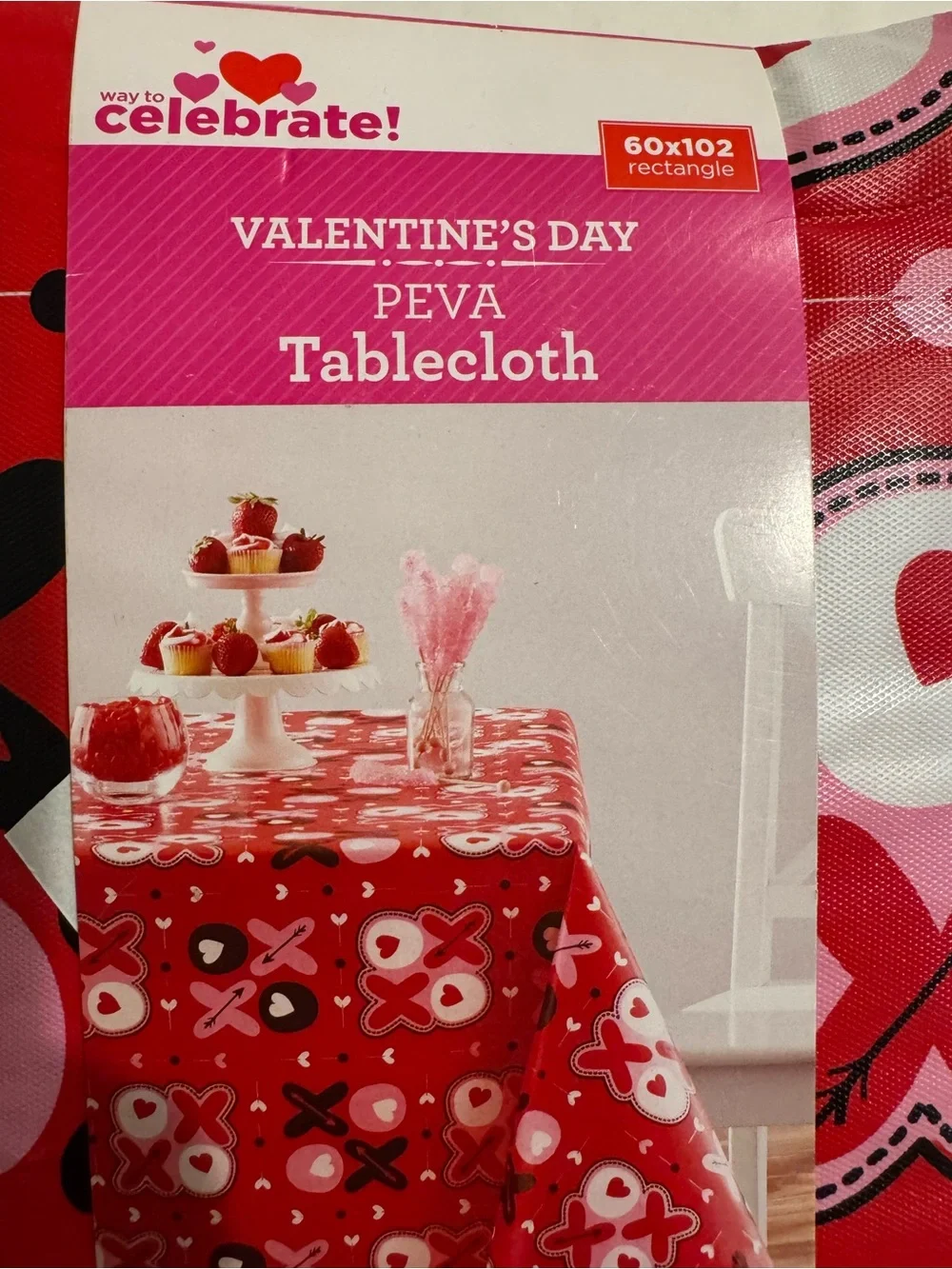 Valentine's Day Red & Pink PEVA Tablecloth